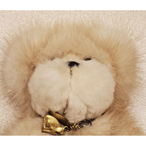 Vintage Susie Strong mink teddy bear Plush with charms on necklace rare find